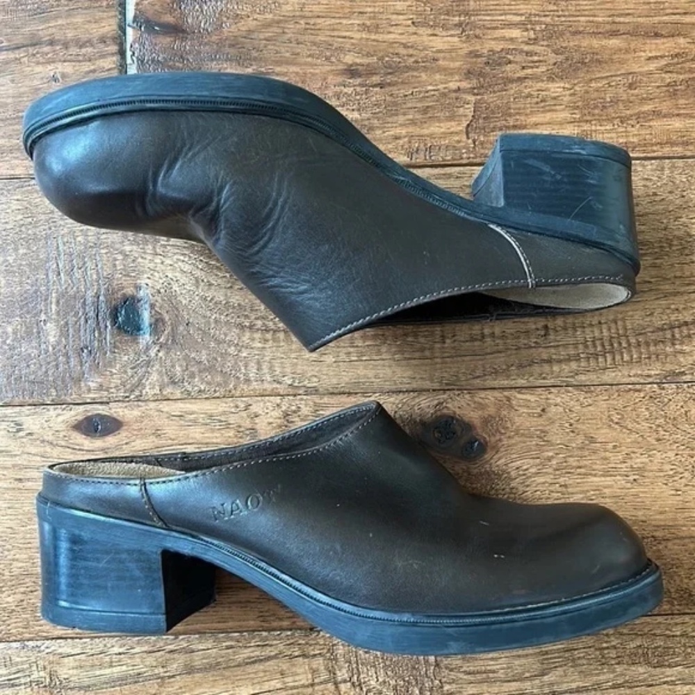 Naot Huntington Mules Brown Leather Slide Comfort Shoes Size 37 / US 6